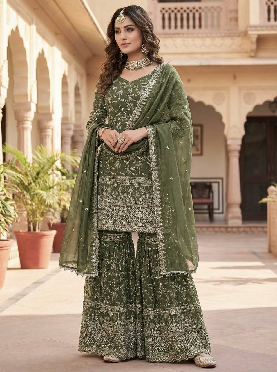 Terracotta Orange Couture Sharara Set - Festive Wear